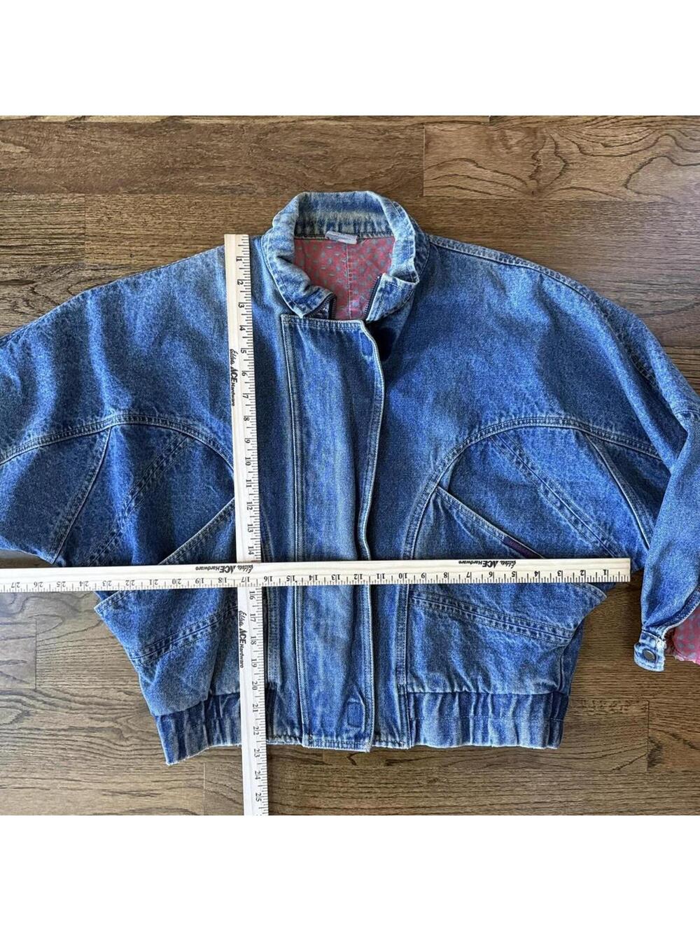 π¦ Vintage Jordache Denim Bomber Jacket β Blue β M - Picture 6 of 7